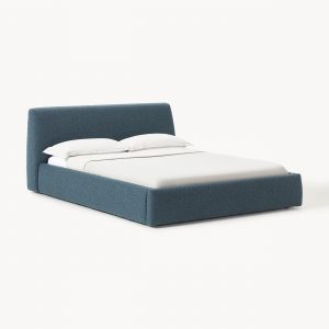 Upholstered bed in bouclé with storage compartment Cloud