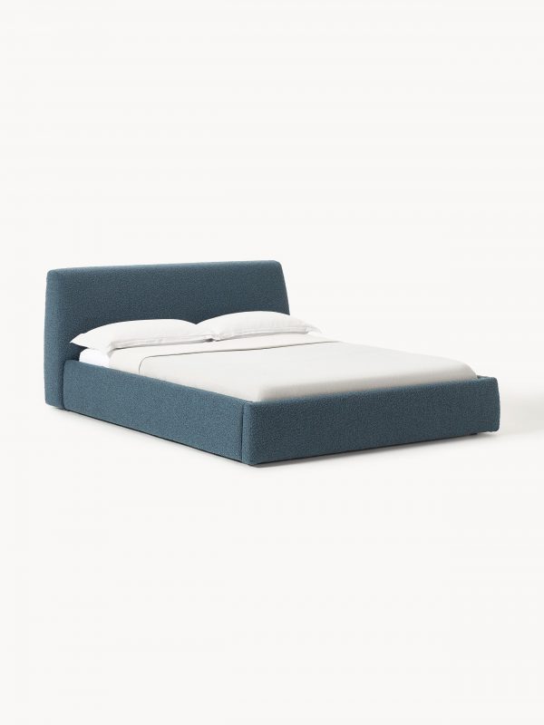 Upholstered bed in bouclé with storage compartment Cloud