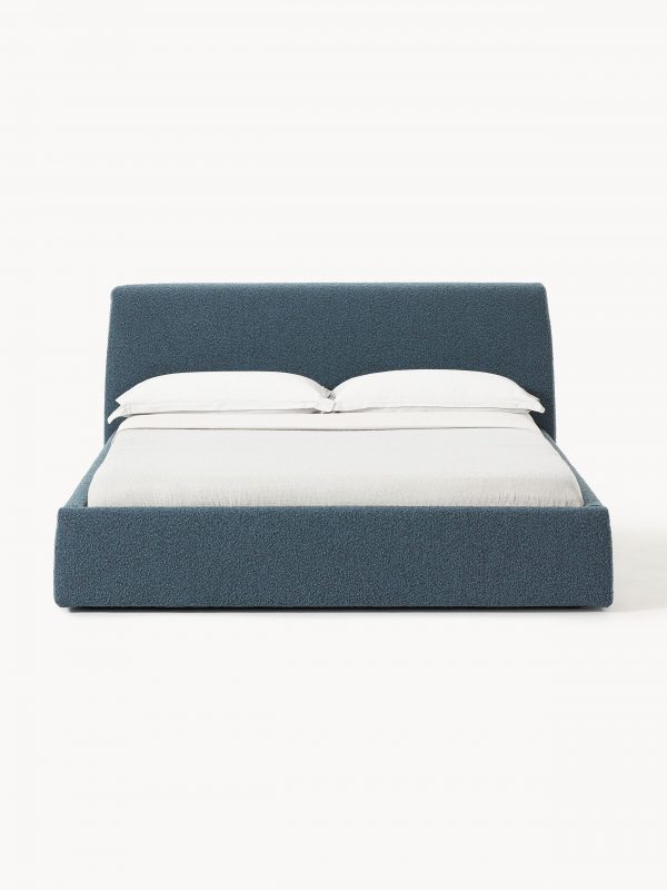 Upholstered bed in bouclé with storage compartment Cloud