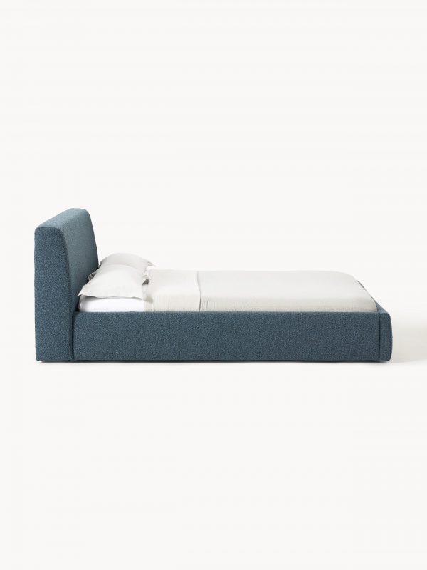 Upholstered bed in bouclé with storage compartment Cloud