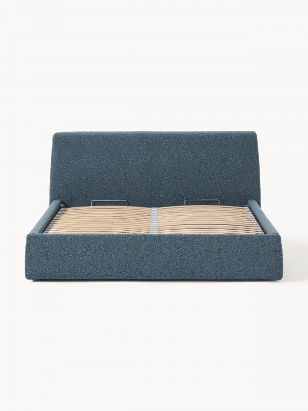 Upholstered bed in bouclé with storage compartment Cloud